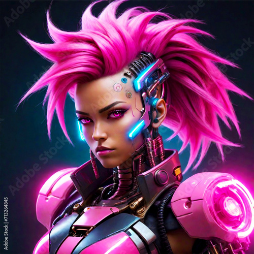 Cyberpunk Women Military Soldier wearing Futuristic Headphones and Tactical Outfit Sci Fi Armor Hyper Realistic Female Cyborg Portrait AI 3d Render Girl Photorealistic Fictional Character Design