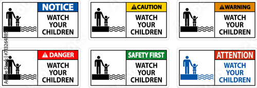 Pool Safety Sign Attention, Watch your Children