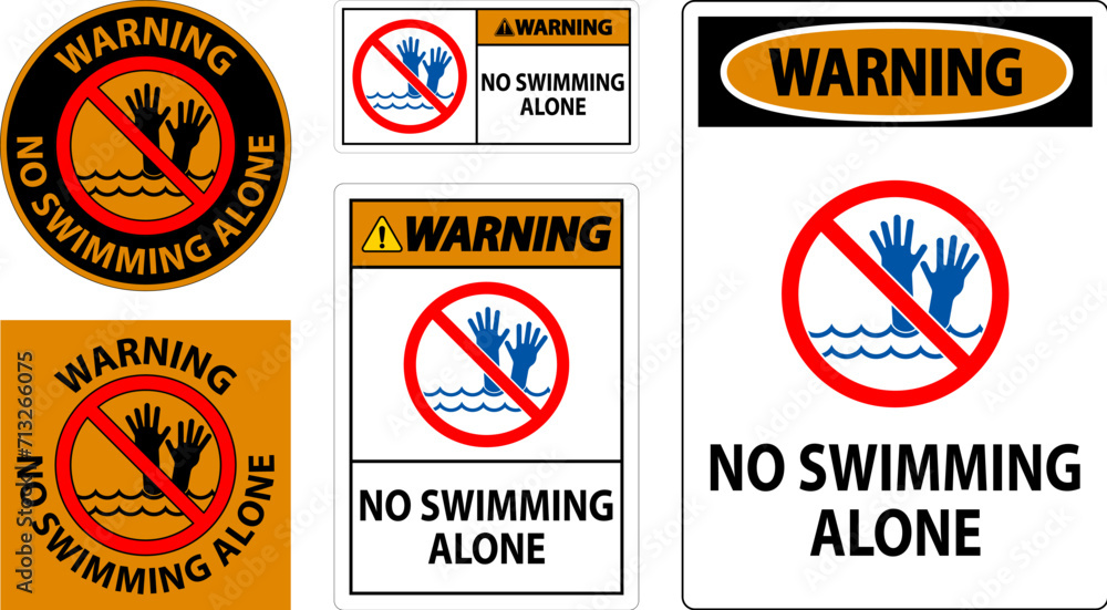 Naklejka premium Pool Safety Sign Warning, No Swimming Alone