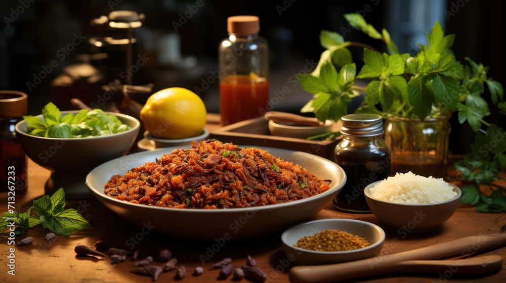 Thai food chili pasta and boiled vegetables and brown UHD wallpaper Thai food chili pasta and boiled vegetables and brown UHD wallpaper