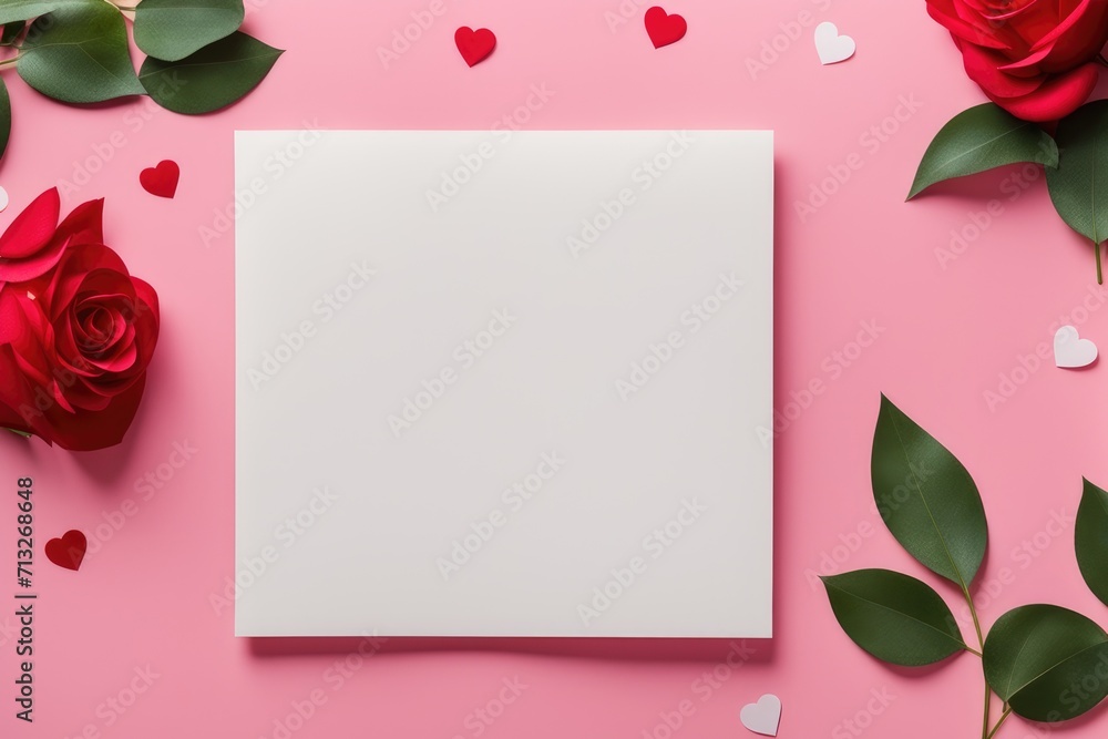 Empty greeting card mock up for saint valentine's day. Holiday love background - obrazy, fototapety, plakaty 