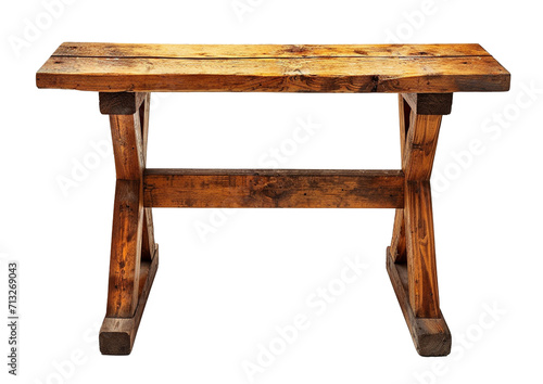 A wooden console table with a simple design isolated on white.