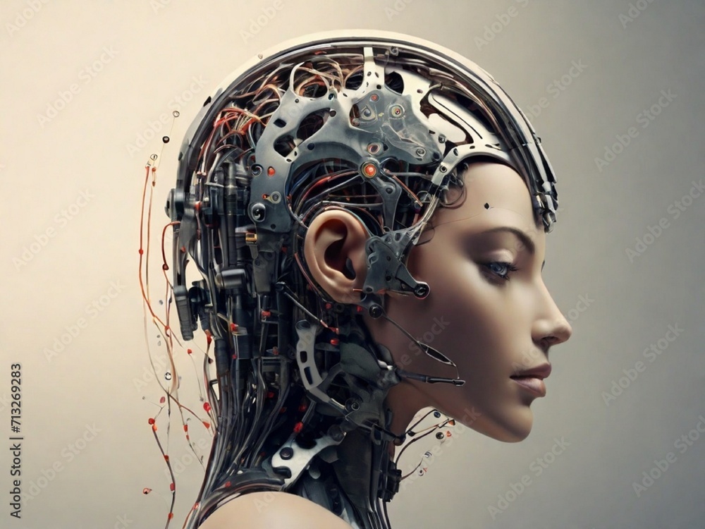 portrait of a woman, the concept of artificial intelligence