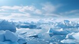 Ice sheets melting in the arctic, antarctic, or polar region ocean and waters. Global warming, climate change, greenhouse gas, ecology concept.

