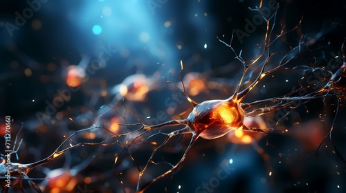 Neurons Brain Cell Medical with Black Background

 photo
