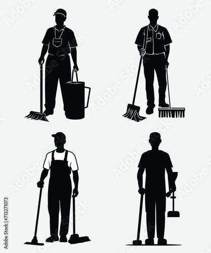 School Custodian man Silhouette 
