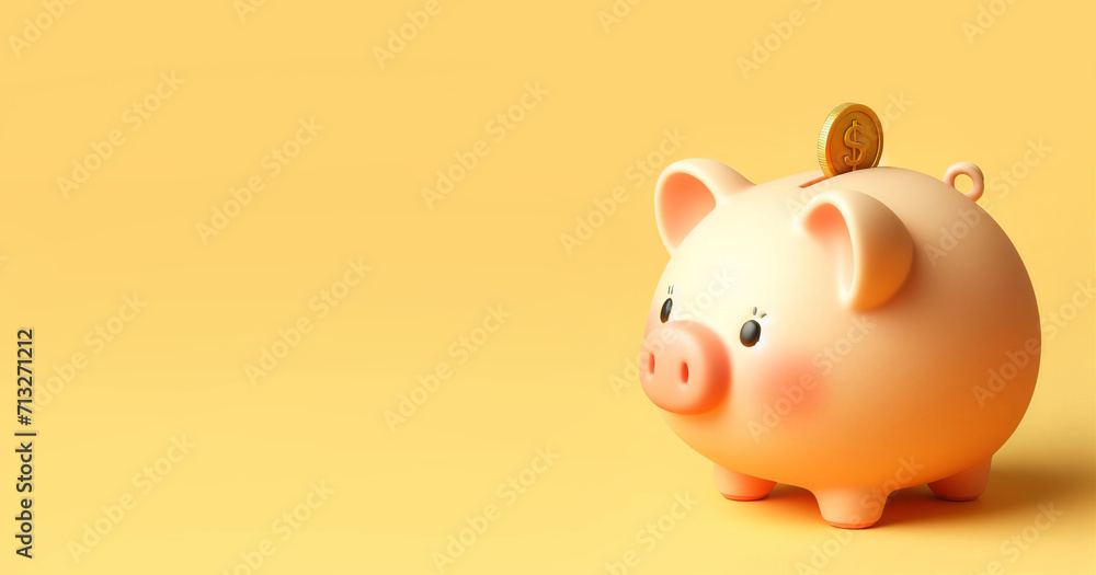 Piggy bank isolated on yellow background Piggy bank isolated on yellow background