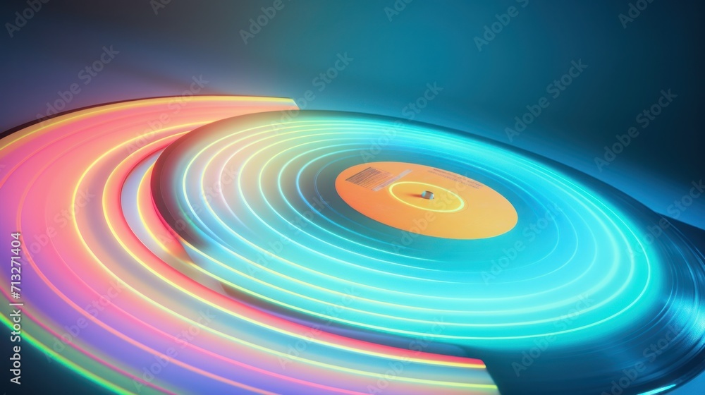 Turntable vinyl record. Retrowave music background. Turntable vinyl record. Retrowave music background.