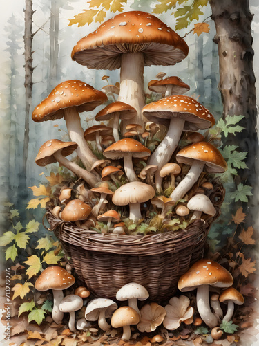 mushrooms in a wicker basket