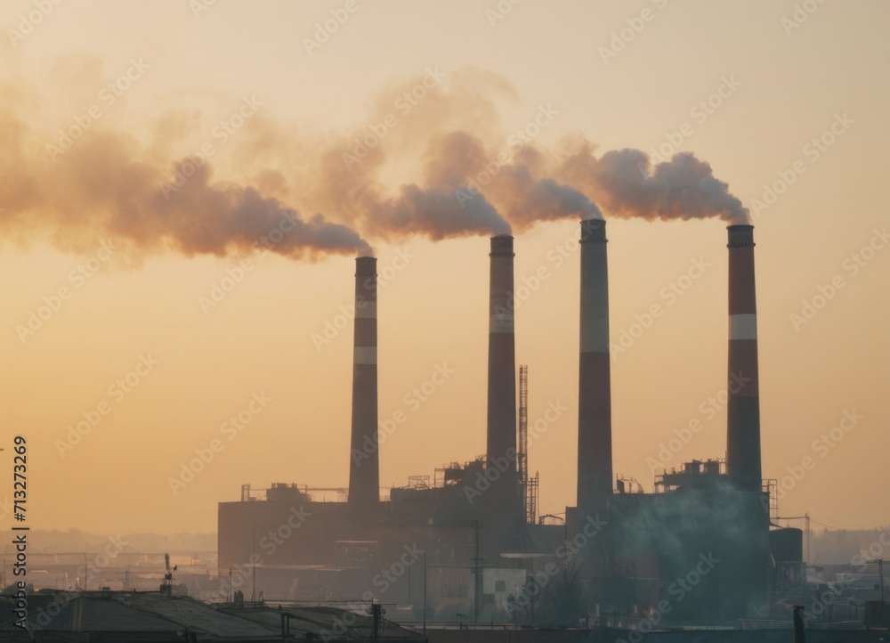industry metallurgical plant dawn smoke smog emissions bad ecology aerial