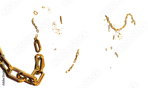 chain golden breaking isolated in transparent background - 3d rendering photo
