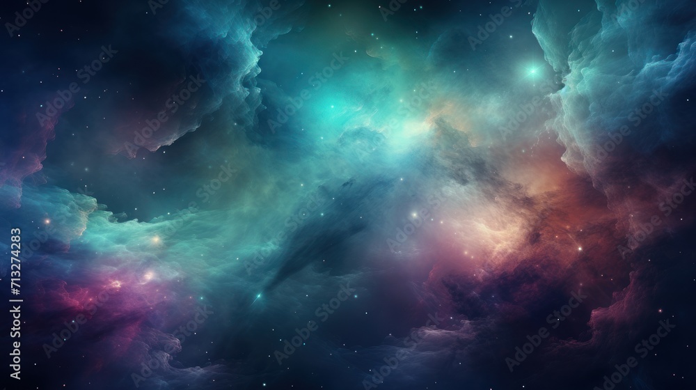 Fototapeta premium Colorful Nebula in Scifi Universe, Background, Wallpaper
