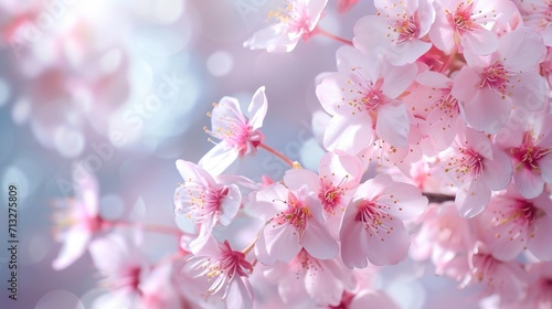 Sakura blossoms abstract with delicate floral elements background
