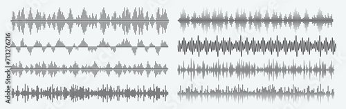 Vector Isolated Black Equalizer Sound Waves on Grey Background photo