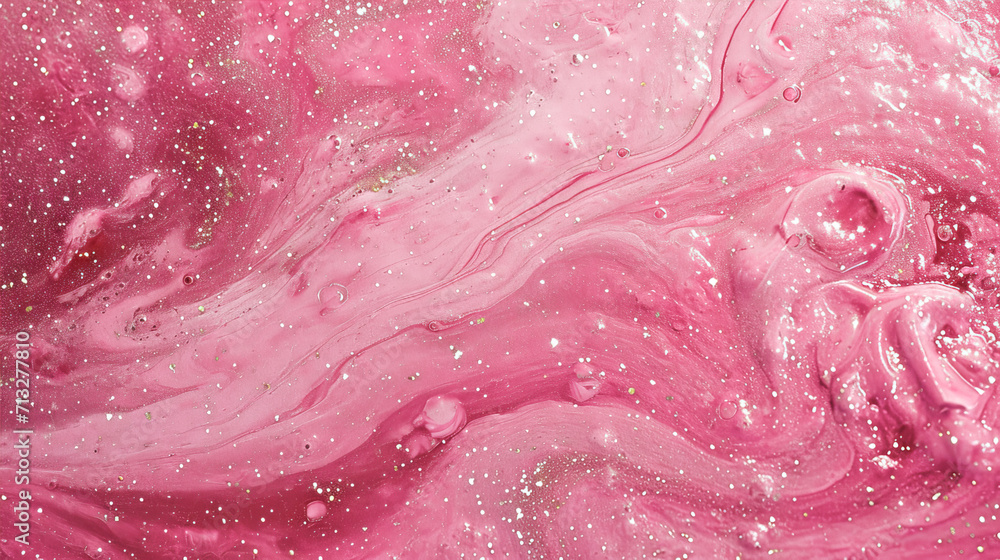 Creative, beautiful background. Pink liquid with glitter
Creative, beautiful background. Pink liquid with glitter