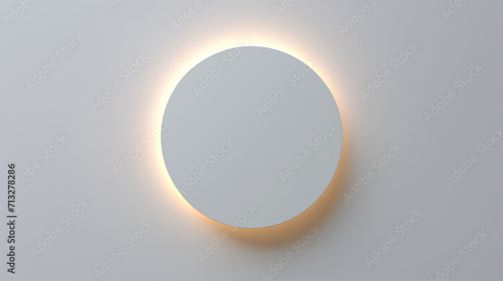 White disk with yellow backlight on a white background
