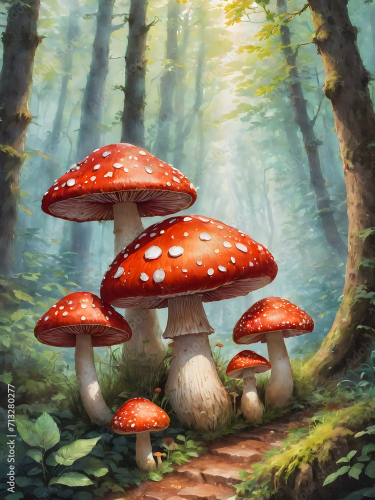 Fototapeta premium fly mushroom in forest