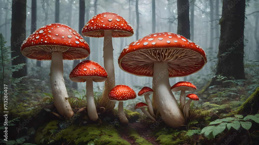 Fototapeta premium fly mushroom in forest