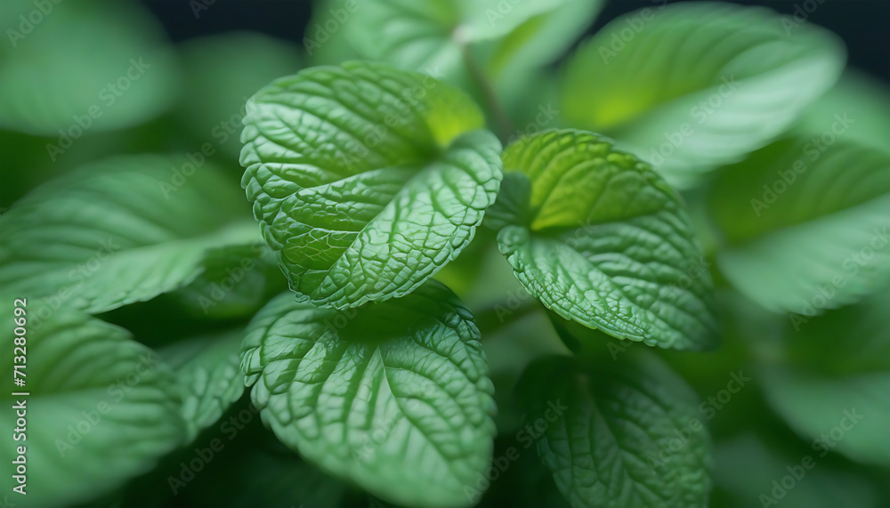 Peppermint leaves close up. Mint leaves background. Generative AI Peppermint leaves close up. Mint leaves background. Generative AI