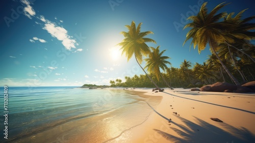 eye catching tropical beach with palm tree scene for outdoor tourism