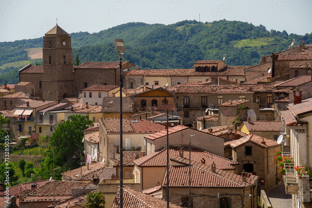 View of Pietrapertosa, historic town in Basilicata, Italy