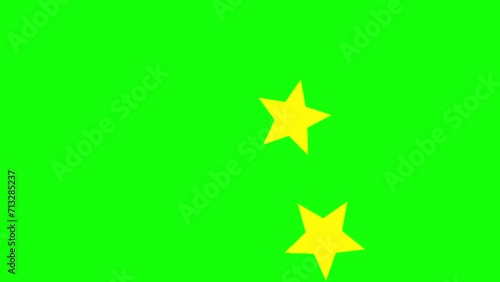 Animation of shooting stars with green screen background. The concept of falling rotating celestial bodies.
