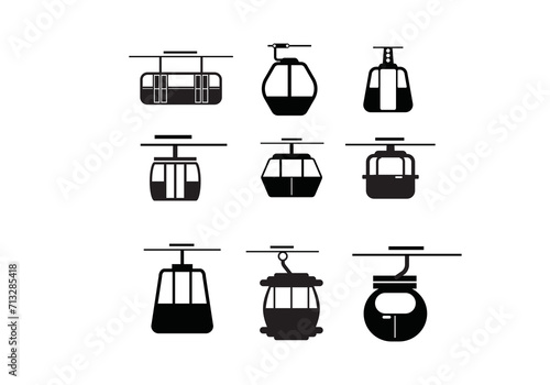 cable car collection vector icon logo illustration white background photo