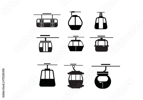 cable car collection vector icon logo illustration white background