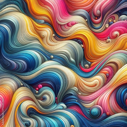 Multi colored wave pattern backdrop with flowing liquid