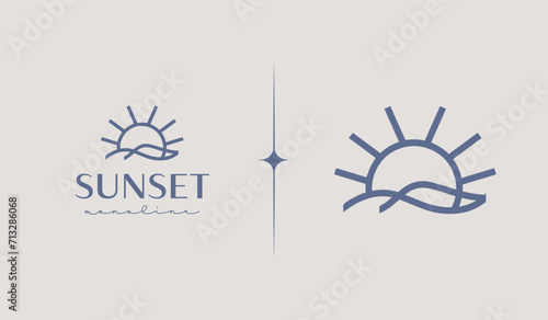 Sunset Wave Logo Template. Universal creative premium symbol. Vector illustration. Creative Minimal design template. Symbol for Corporate Business Identity