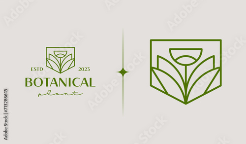 Leaf Flower Tree monoline. Universal creative premium symbol. Vector sign icon logo template. Vector illustration