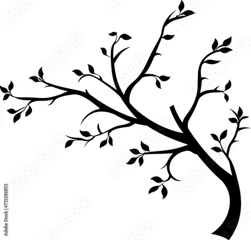 Hand drawn branches. AI generated illustration.