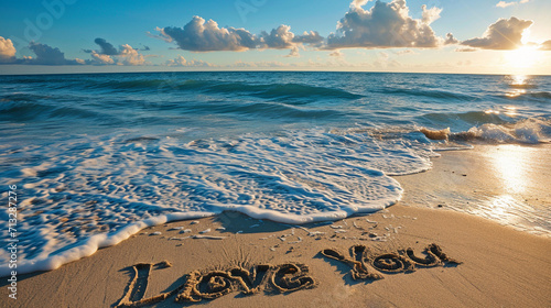 beach sand sign that says love you