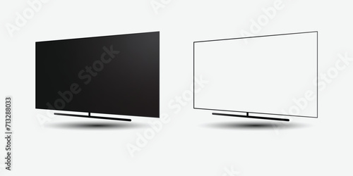 TV 4K flat screen lcd or oled, realistic plasma TV with stand.