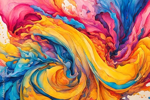 Masterpiece Bursting With Vibrant Vivid Chroma Colors  Gradients of Yellow  Blue and Pink  JPG 300Dpi 10800x7200 