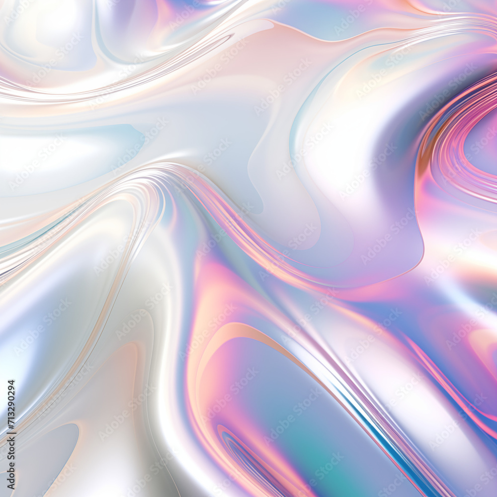 Fototapeta premium Abstract liquid metal background, foil texture, digital paper, glossy shine surface
