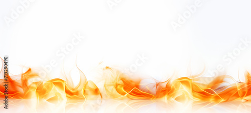Abstract flames of fire with burning smoke float up on white background for display products