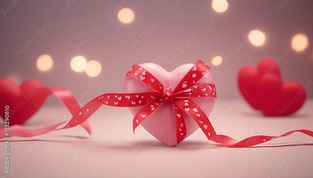 Valentine's day background with red hearts on bokeh background. Generative AI Valentine's day background with red hearts on bokeh background. Generative AI