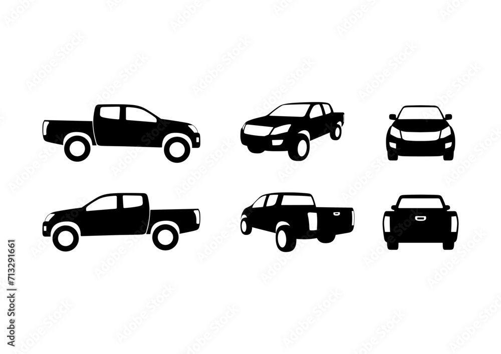 Car pickup truck icon set isolated on the background. Ready to apply to your design. Vector illustration.	