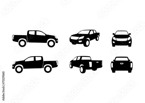 Car pickup truck icon set isolated on the background. Ready to apply to your design. Vector illustration. 