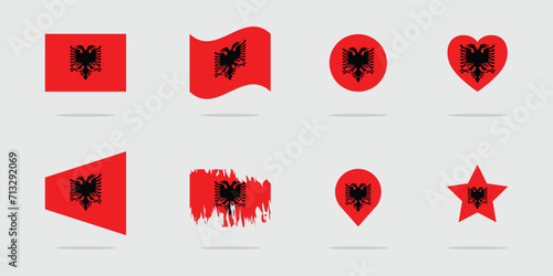 Flage of Albania. Set of flags. Vector flag set collection of Albania.