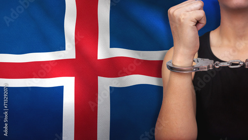 Obraz na plátně A man getting under arrest in Iceland