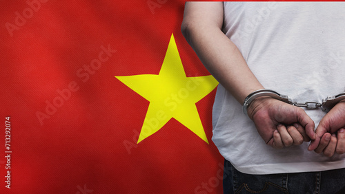 Quadro su tela A man getting under arrest in Vietnam