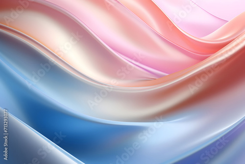 abstract soft blue and pink color wavy textile background, metallic, light bronze and white, luminescence, with soft edges, light white and light orange