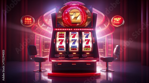 Slot Machine showing wins the Jackpot with 777 numbers