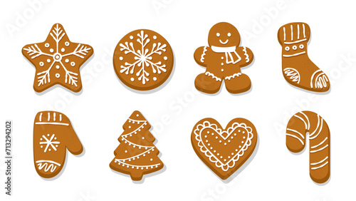 Gingerbread cookies vector set