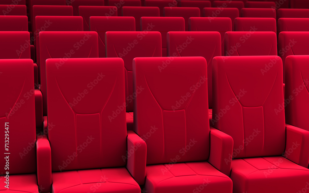 Fototapeta premium 3d render cinema seats red fabric (depth of field)