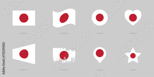 Flag of Japan. Vector Japan flag set. Japanese flag collection.