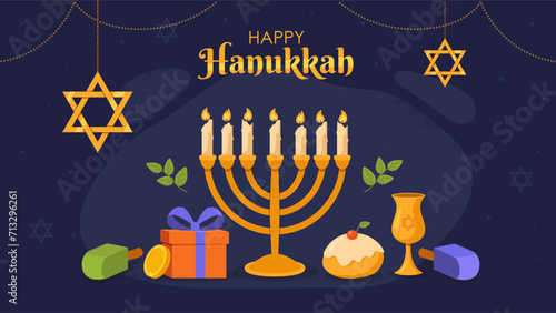 Happy Hanukkah vector poster