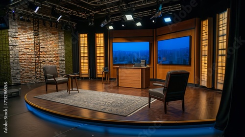 Television Studio With Chair and Desk